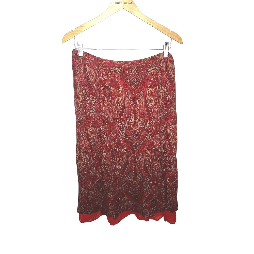 Vintage 90s y2k Evan Picone Witchy Cottage Red Paisley Fall Maxi Skirt